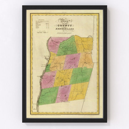 Vintage Map of Rensselaer County, New York 1829