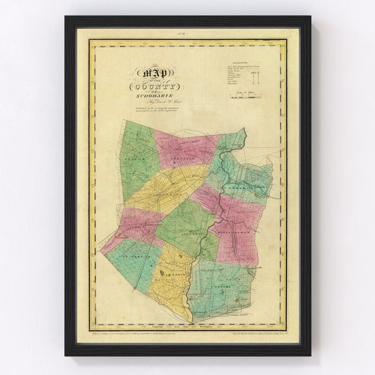 Vintage Map of Schoharie County, New York 1829