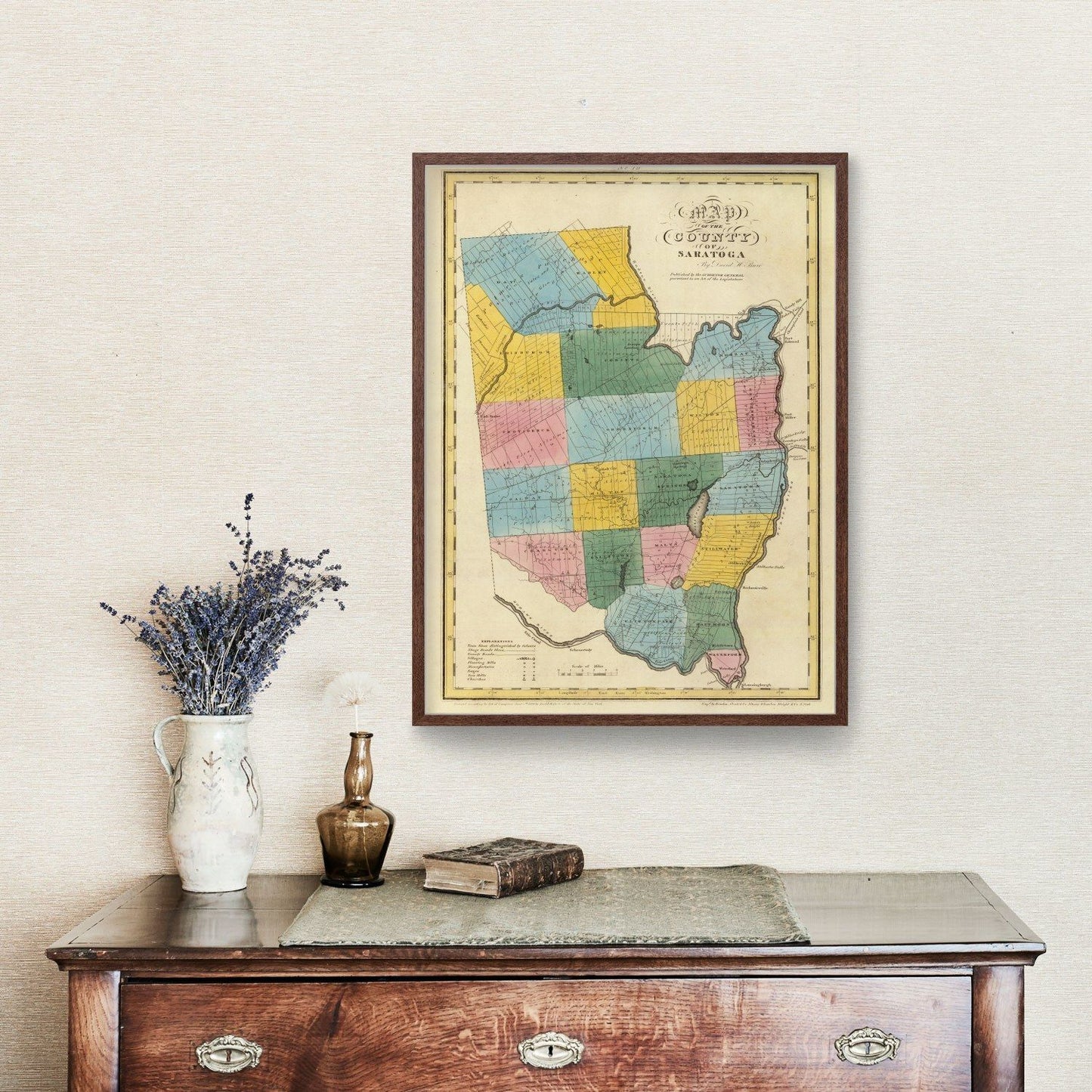 Vintage Map of Saratoga County, New York 1829