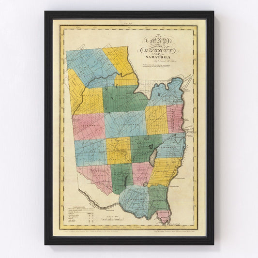 Vintage Map of Saratoga County, New York 1829