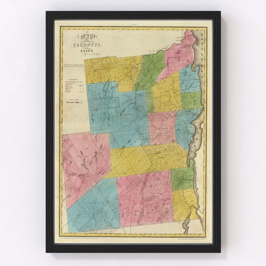 Vintage Map of Essex County, New York 1829