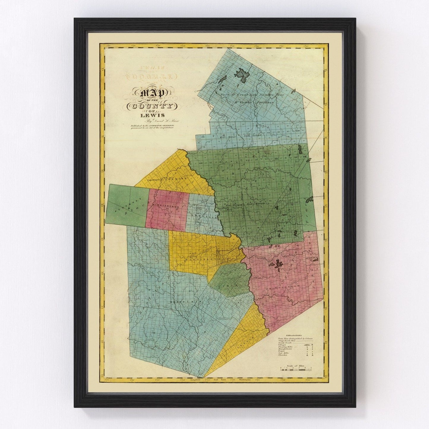 Vintage Map of Lewis County, New York 1829