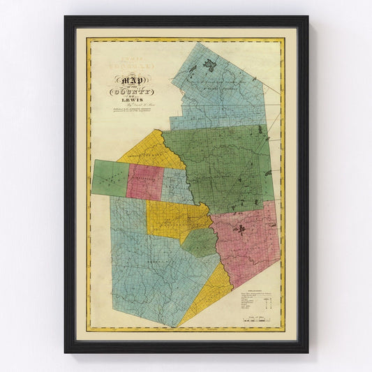 Vintage Map of Lewis County, New York 1829