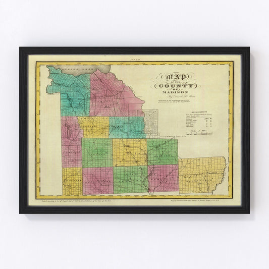 Vintage Map of Madison County, New York 1829
