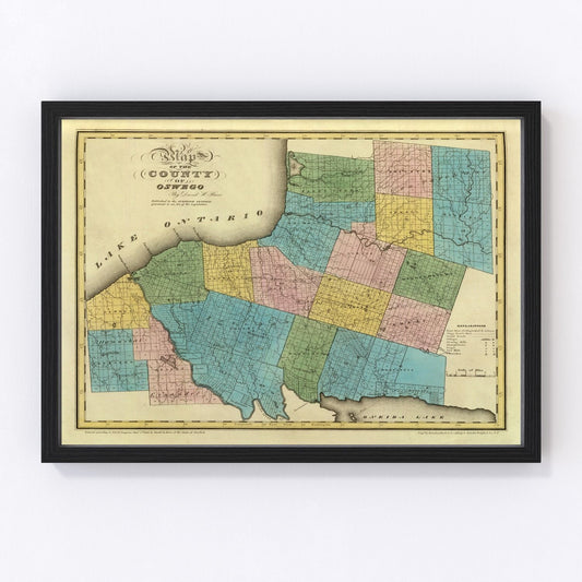 Vintage Map of Oswego County, New York 1829