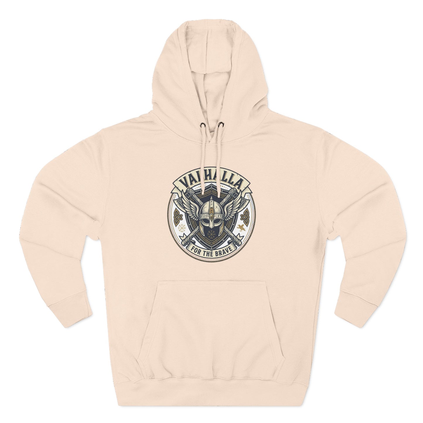 Viking Valhalla Skull Hoodie – "For the Brave" Graphic Fleece Hoodie