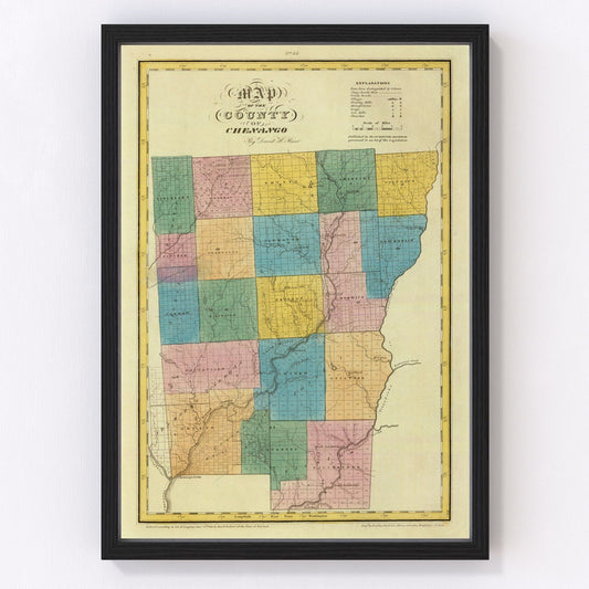 Vintage Map of Chenango County, New York 1829