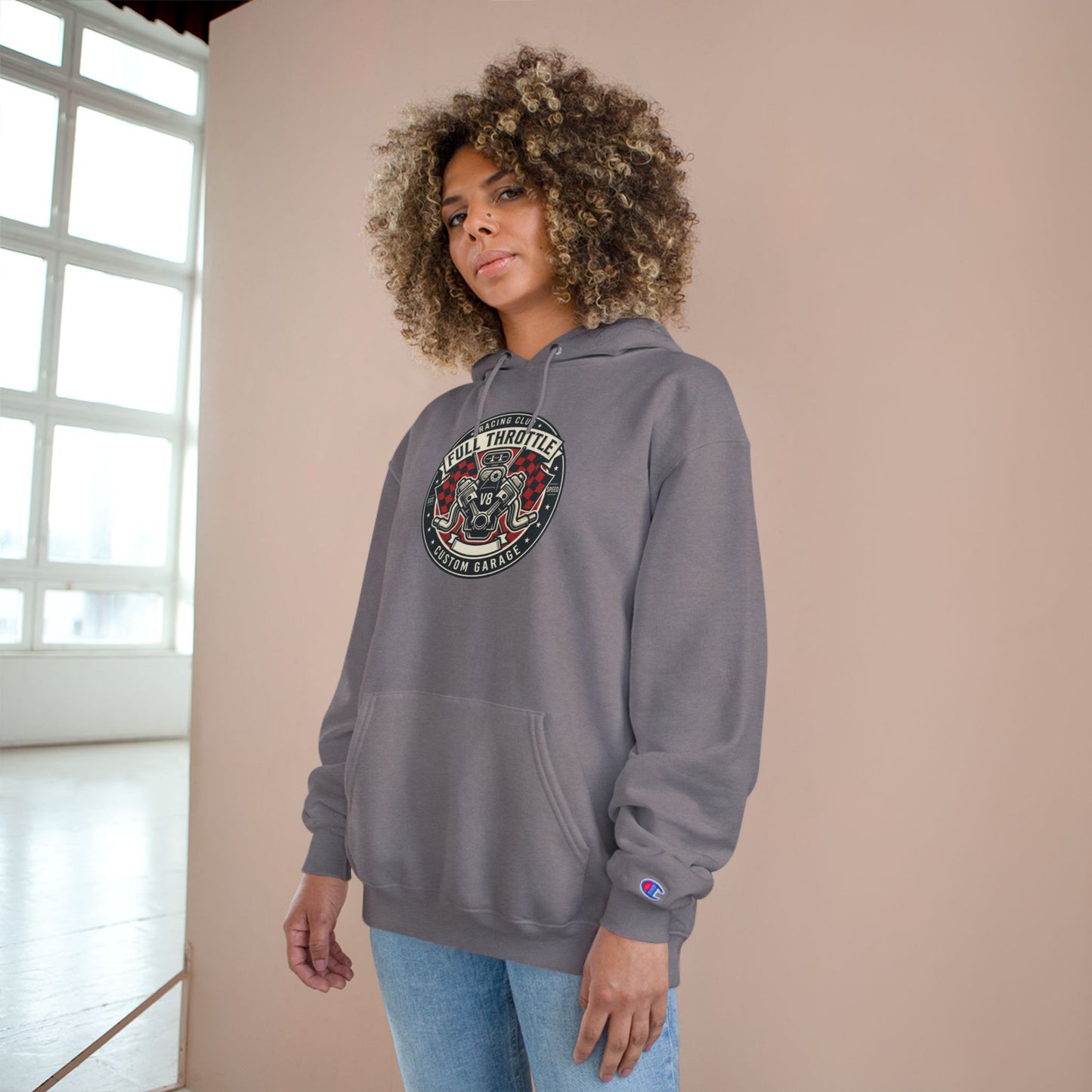 Full Throttle Champion Hoodie — Vintage Racing Graphic