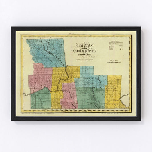 Vintage Map of Broome County, New York 1829