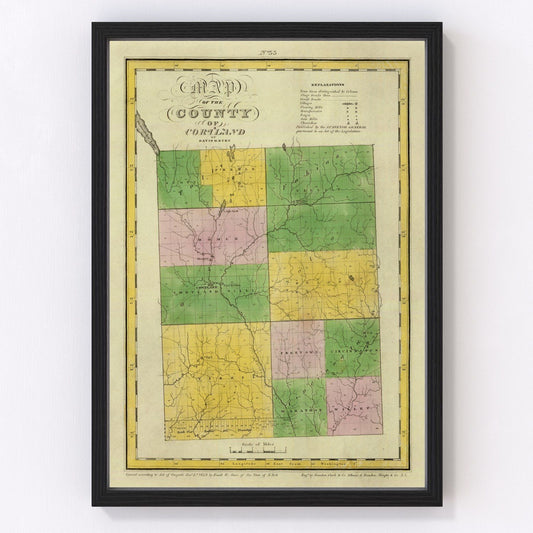 Vintage Map of Cortland County, New York 1829