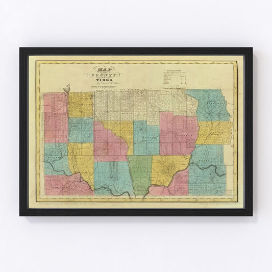 Vintage Map of Tioga County, New York 1829