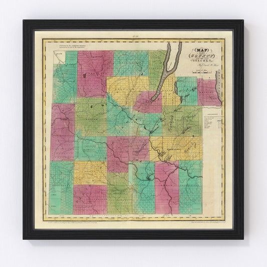 Vintage Map of Steuben County, New York 1829