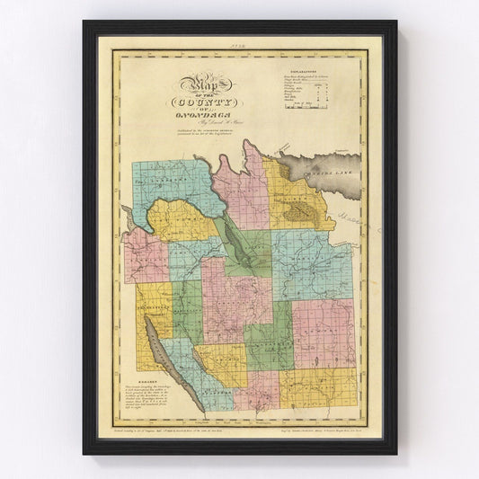 Vintage Map of Onondaga County, New York 1829