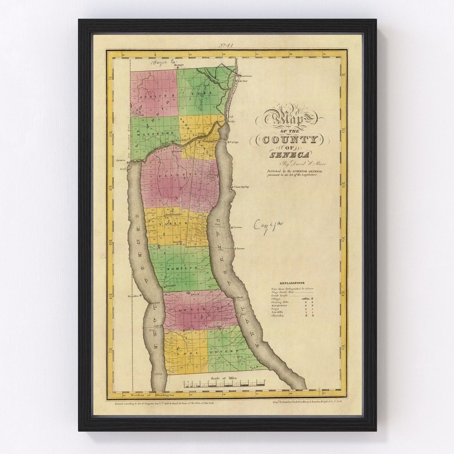 Vintage Map of Seneca County, New York 1829