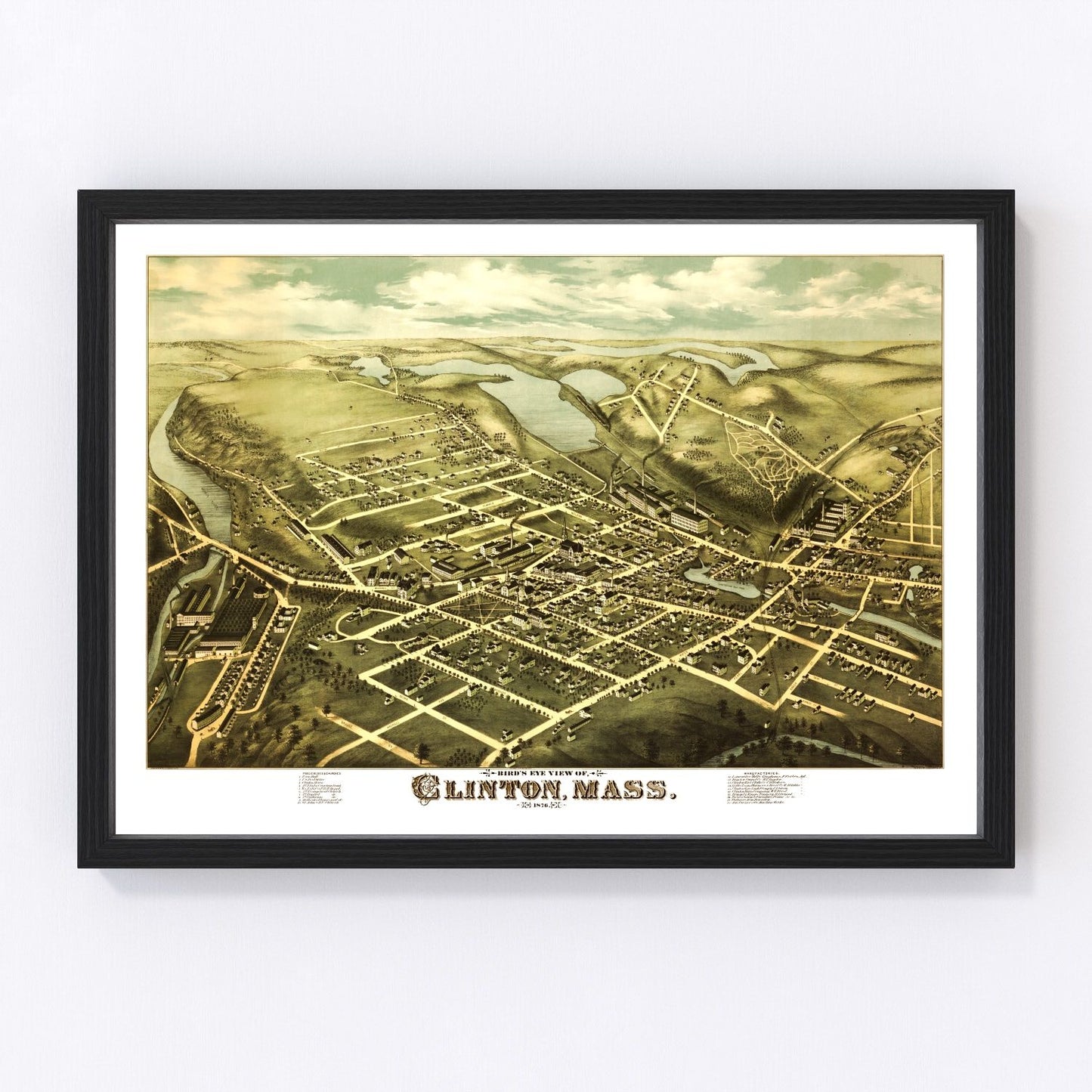 Vintage Map of Clinton, Massachusetts 1876