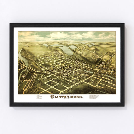 Vintage Map of Clinton, Massachusetts 1876