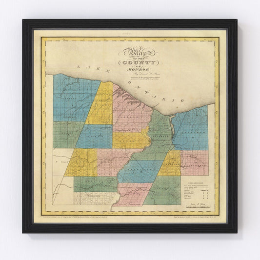 Vintage Map of Monroe County, New York 1829