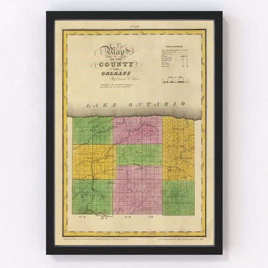 Vintage Map of Orleans County, New York 1829