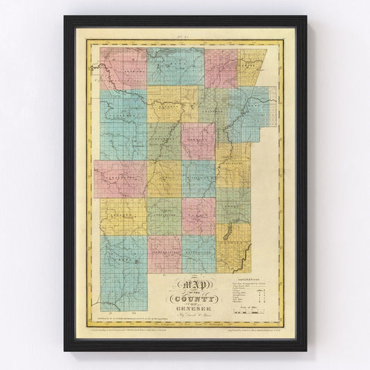 Vintage Map of Genesee County, New York 1829