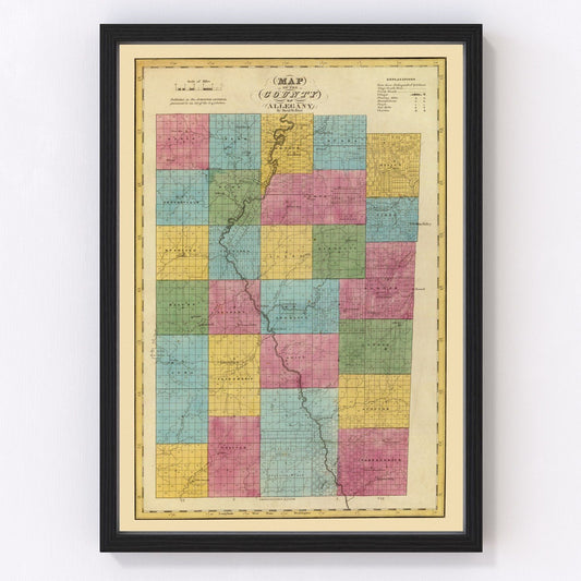 Vintage Map of Allegany County, New York 1829