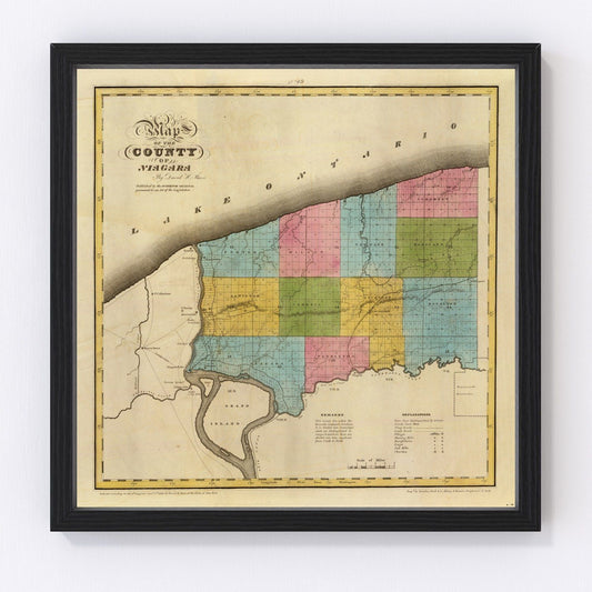 Vintage Map of Niagara County, New York 1829