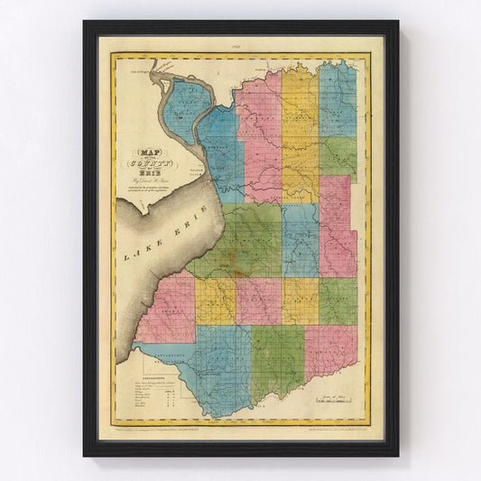 Vintage Map of Erie County, New York 1829