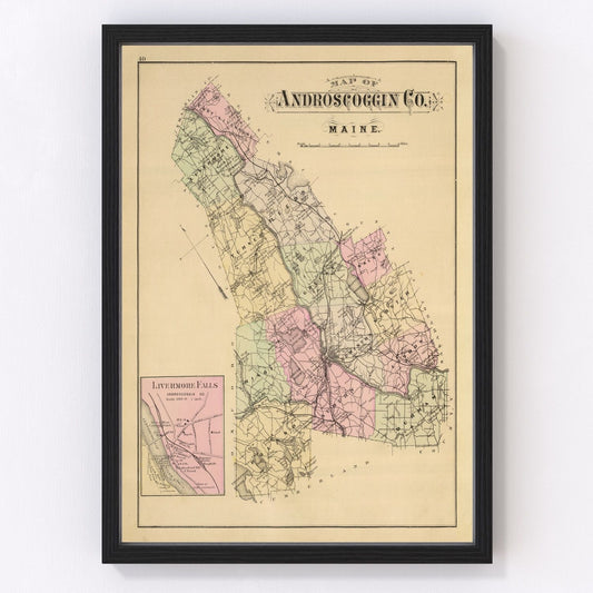 Vintage Map of Androscoggin County, Maine 1885