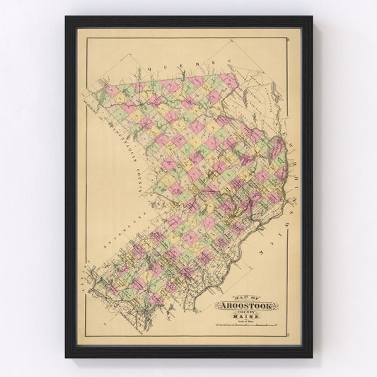 Vintage Map of Aroostook County, Maine 1885