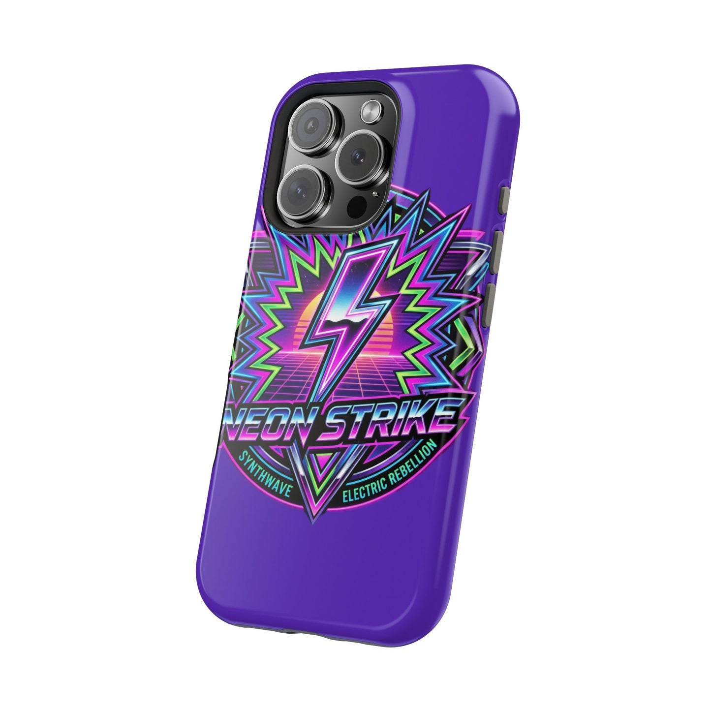 Neon Strike Phone Case — Retro 80s Lightning Magnetic Impact-Resistant Cover
