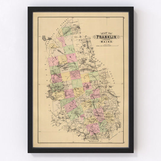 Vintage Map of Franklin County, Maine 1885
