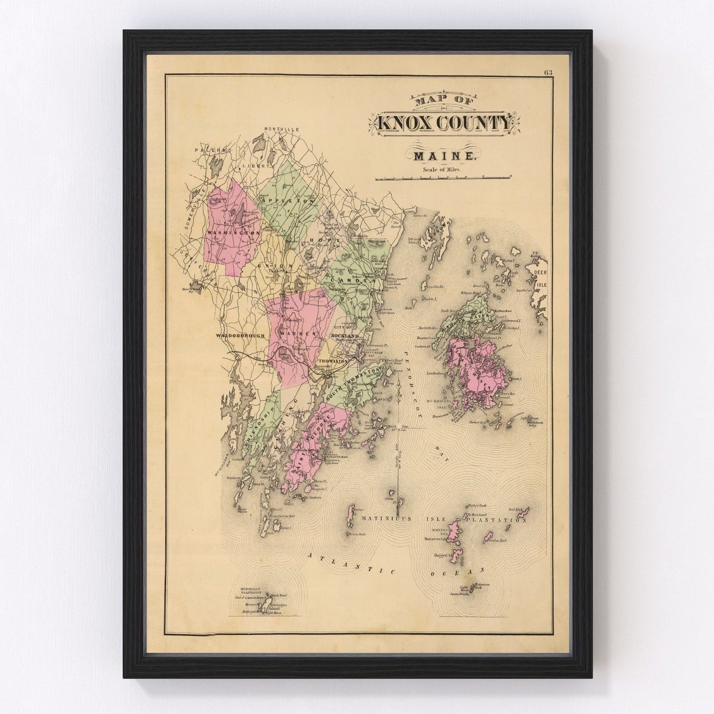 Vintage Map of Knox County, Maine 1885