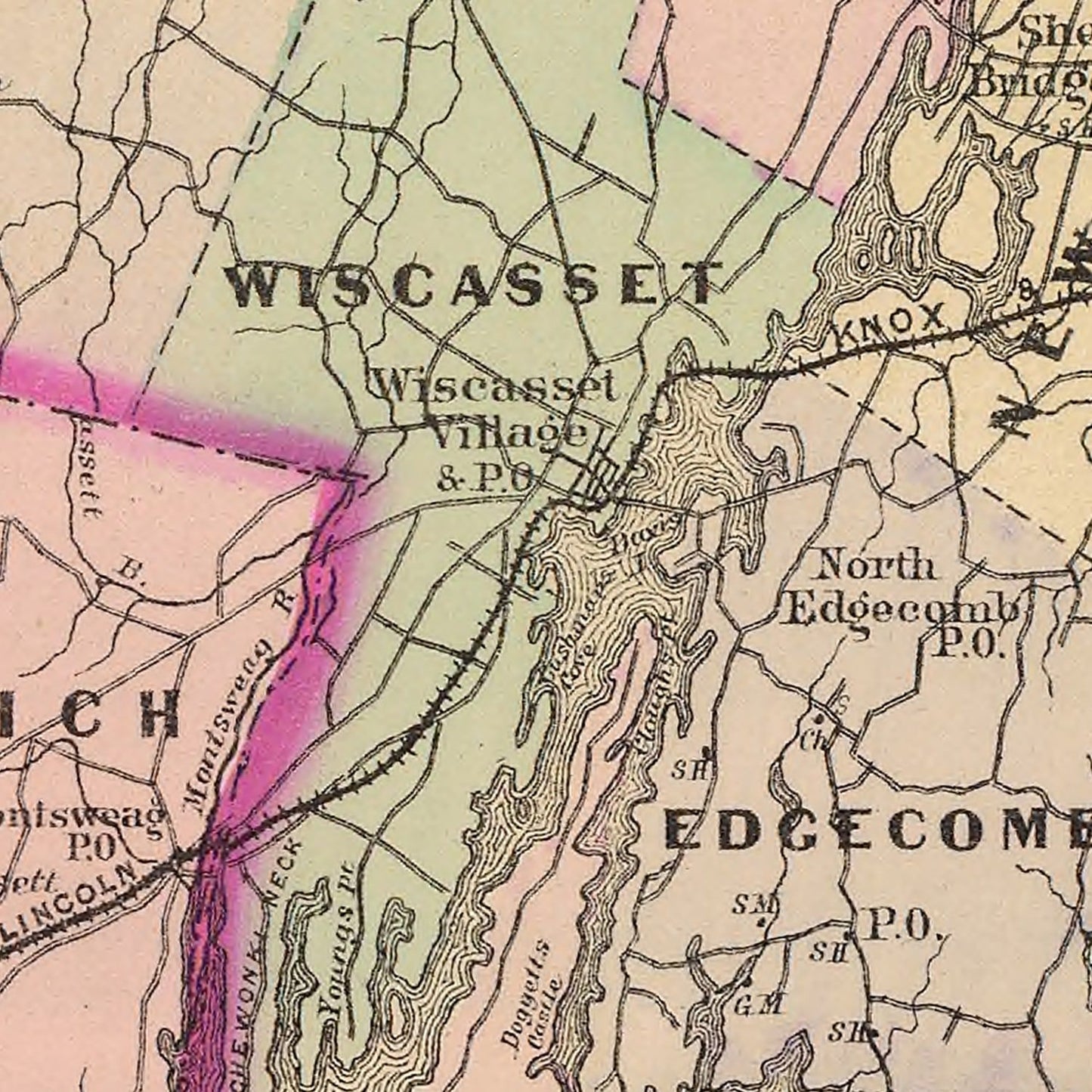Vintage Map of Lincoln County, Maine 1885