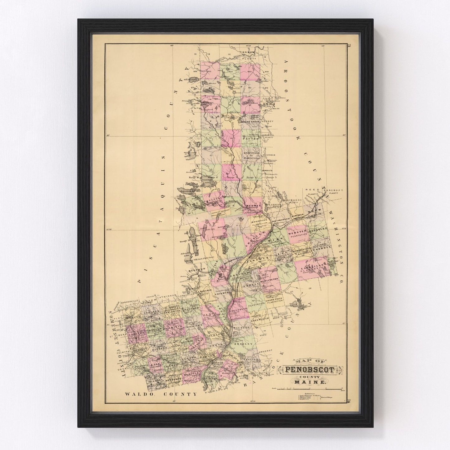 Vintage Map of Penobscot County, Maine 1885