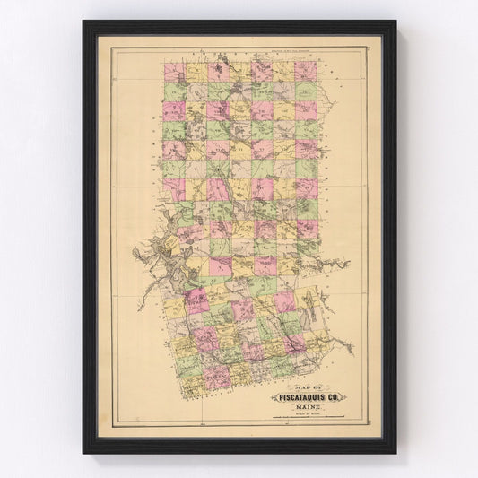 Vintage Map of Piscataquis County, Maine 1885