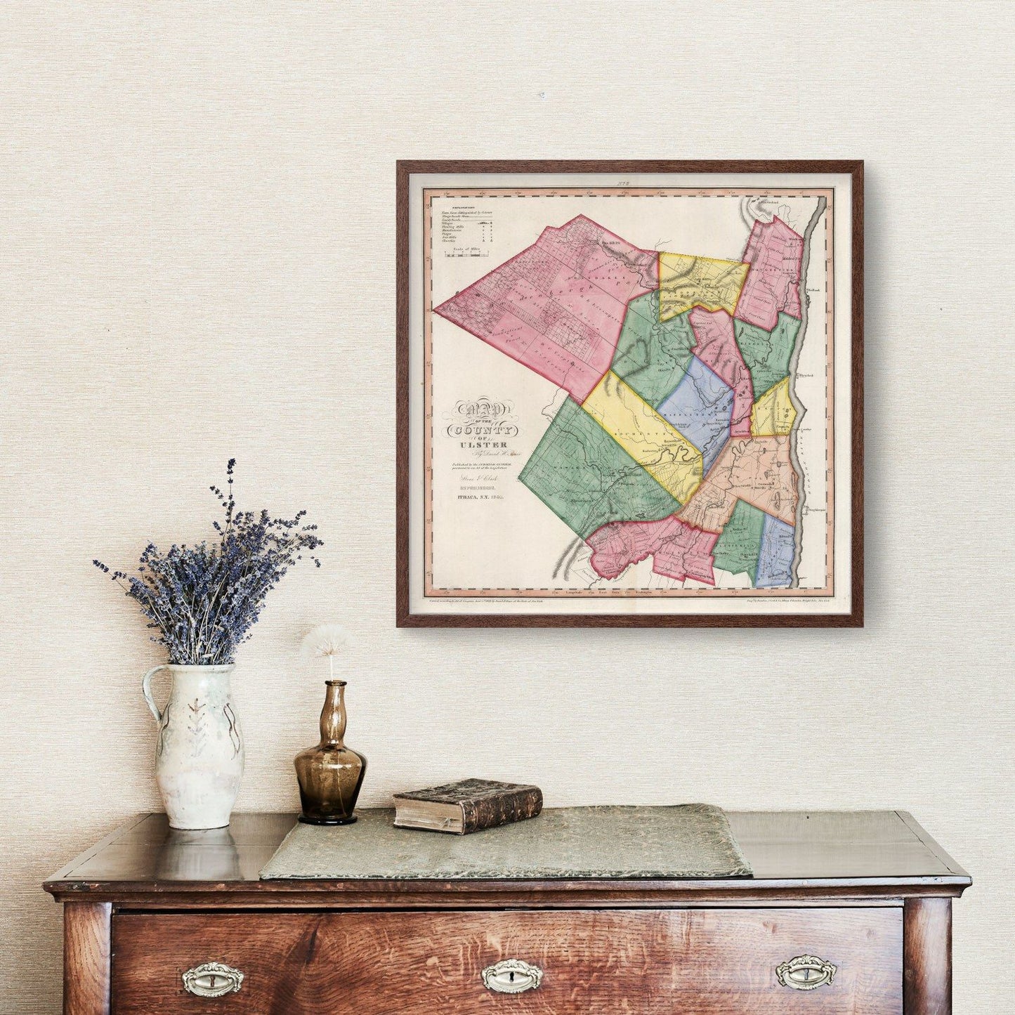 Vintage Map of Ulster County, New York 1840
