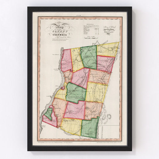 Vintage Map of Columbia County, New York 1839