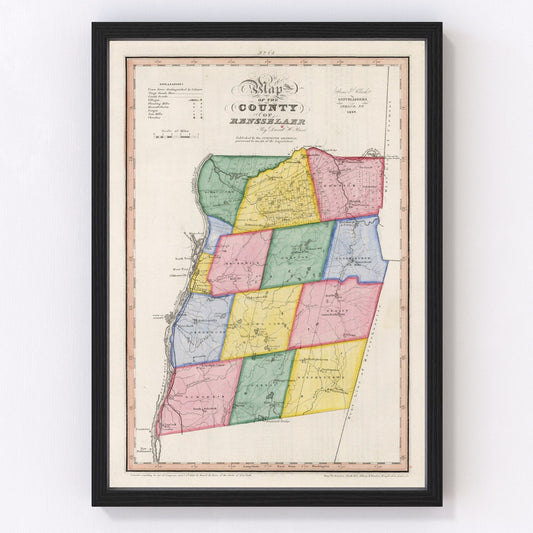 Vintage Map of Rensselaer County, New York 1839