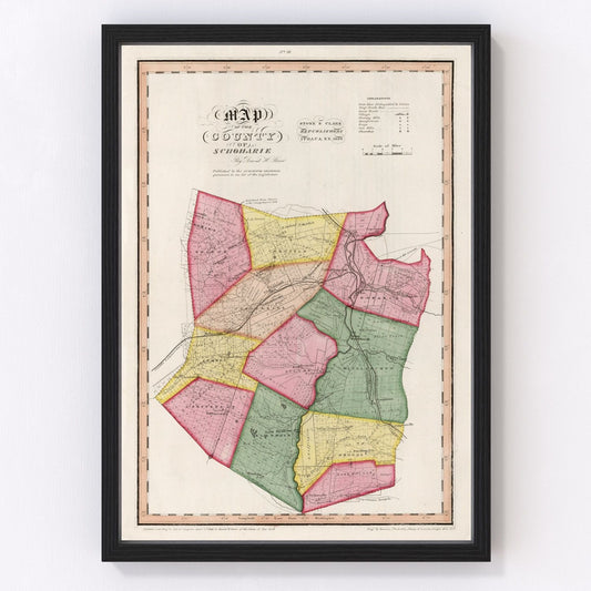 Vintage Map of Schoharie County, New York 1839