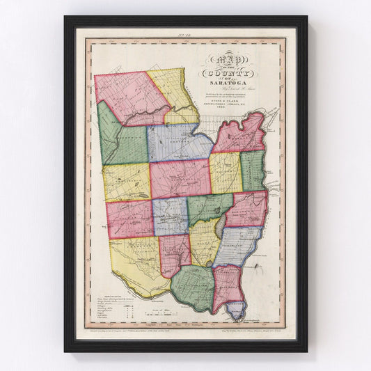 Vintage Map of Saratoga County, New York 1840