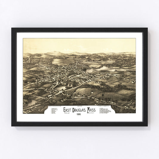 Vintage Map of East Douglas, Massachusetts 1886