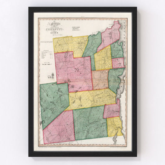 Vintage Map of Essex County, New York 1840