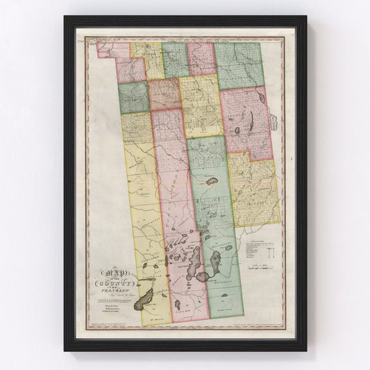 Vintage Map of Franklin County, New York 1840