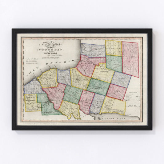 Vintage Map of Oswego County, New York 1840