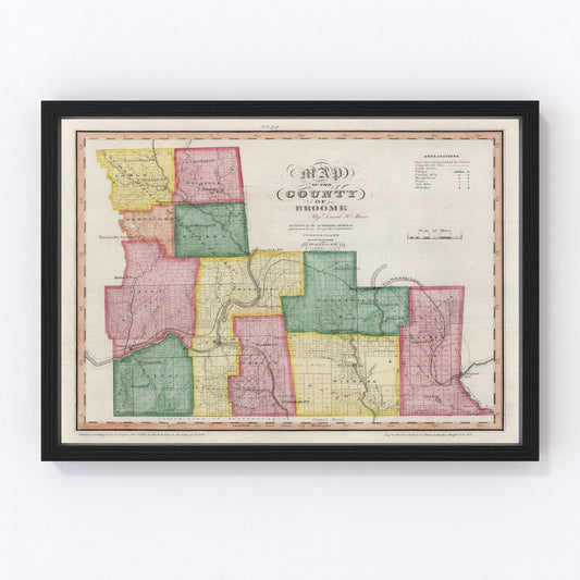 Vintage Map of Broome County, New York 1840