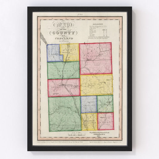 Vintage Map of Cortland County, New York 1840