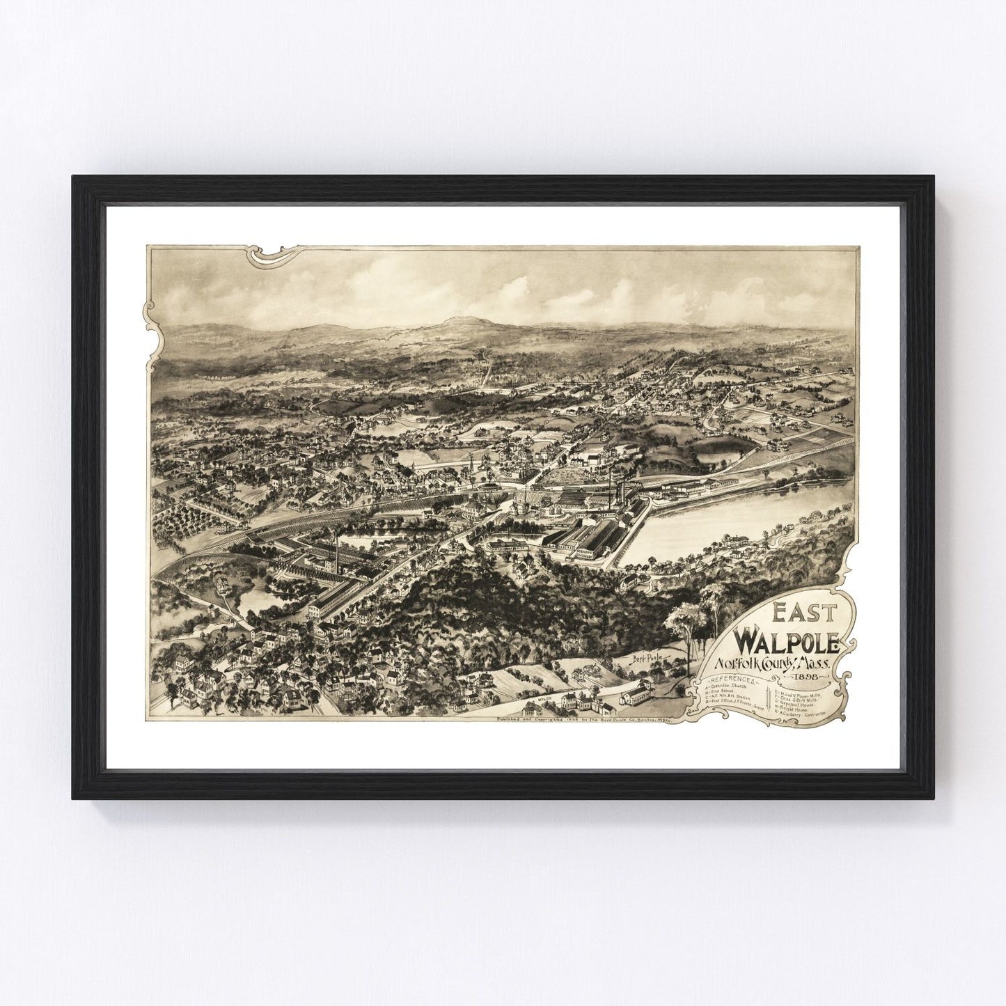 Vintage Map of East Walpole, Massachusetts 1898