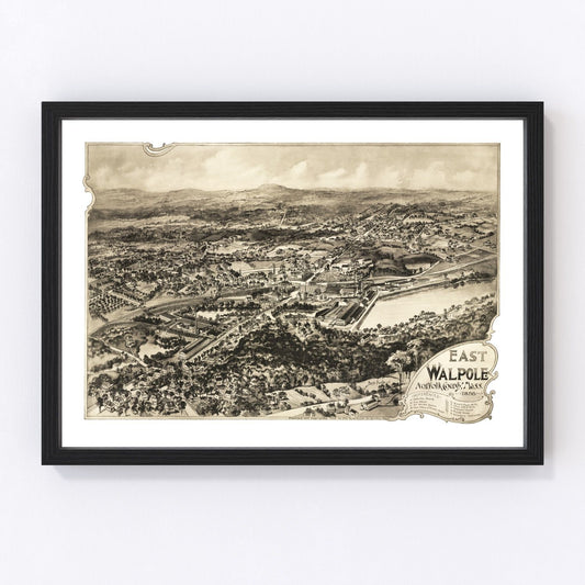Vintage Map of East Walpole, Massachusetts 1898