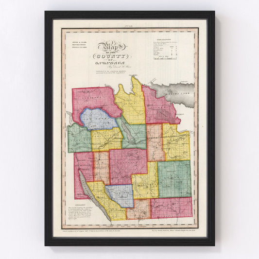 Vintage Map of Onondaga County, New York 1840