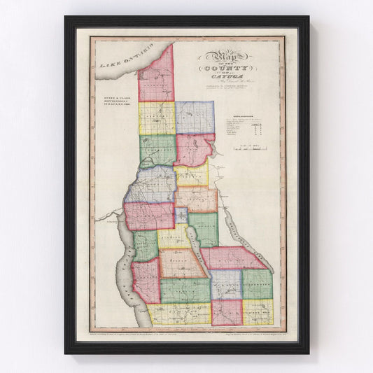 Vintage Map of Cayuga County, New York 1840
