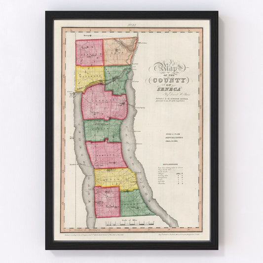 Vintage Map of Seneca County, New York 1840